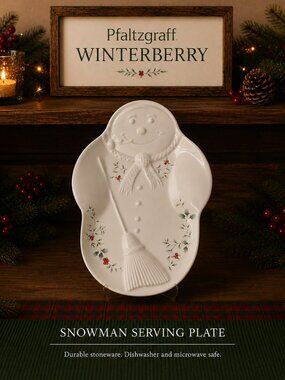 Pfaltzgraff Winterberry Snowman Serving Plate Platter